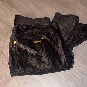 Michael Kors black and gold stretch corduroy leggings